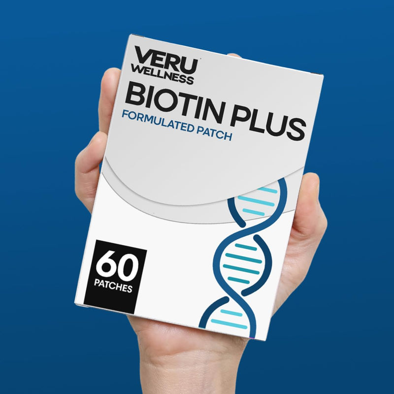 Veru Wellness Biotin Plus Daily Patch - Vitamin B7 Formula, 60 Count | Easy To Apply