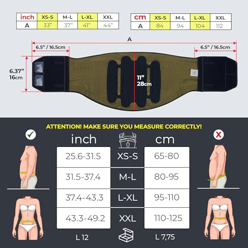 ORTONYX Elastic Lumbosacral Support Compression Back Brace with 4 Stays M-L (31.5"-37.4") Black