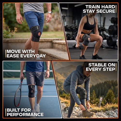 Knee Brace for Women & Men - Adjustable Patella Support & Side Stabilizers Black Large