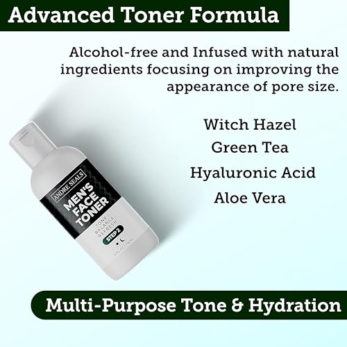 Face Toner for Men | Organic Witch Hazel, Hyaluronic Acid & Green Tea | Pore Minimizer, Hydration, Astringent, Face Tightener, Hydrating Toner, Oil Control, | Facial Toner & Men Skin Care