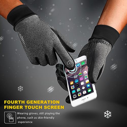 SIMARI Winter Gloves for Women Men - Cold Weather Thermal Touch Screen Ski Snow Glove Liners, Non-Slip Palm & Warm Fleece Lined, for Running Cycling Driving Hiking Walking Sports Outdoor Texting Work Grey X-Large