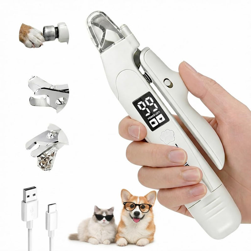 2-in-1 Dog & Cat Nail Clipper and Grinder with LED Light, Low-Noise Electric Pet Nail Trimmer, Safety Lock & Nail Catcher, USB-C Rechargeable, 3 Grinding Ports for Cats & Small to Medium Dogs - BeesActive Australia