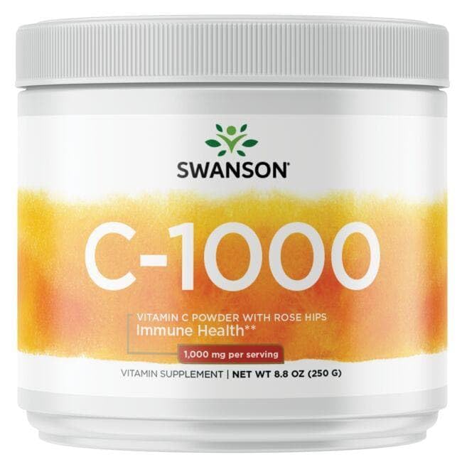 Swanson C-1000 Vitamin C Powder with Rose Hips, 8.8 oz | Helps Fortify Immune Health with Antioxidant Support, Promoting Eye, Heart and Metabolic Health and Collagen Production