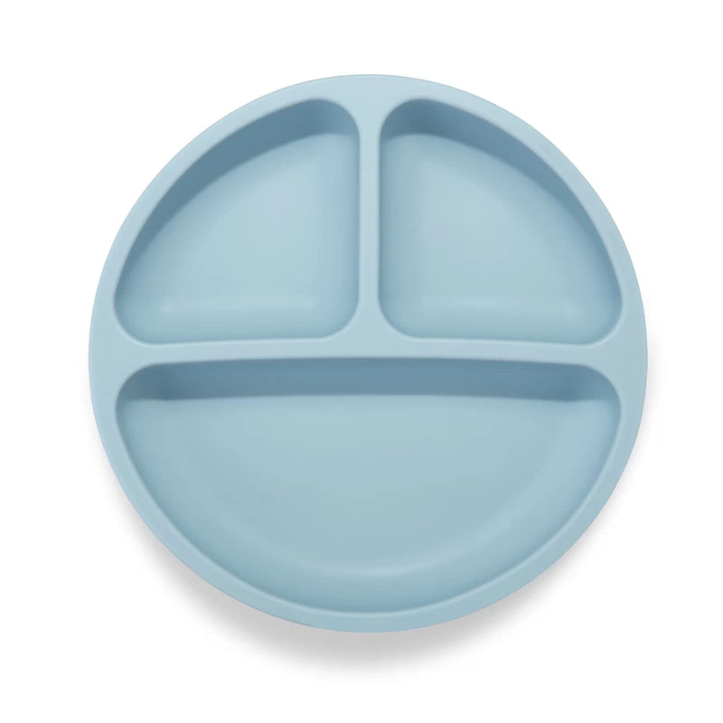 PandaEar Divided Unbreakable Silicone Baby and Toddler Plates - 3 Pack - Non-Slip - Dishwasher and Microwave Safe - Silicone (Blue Green Brown) Blue Green Brown - BeesActive Australia