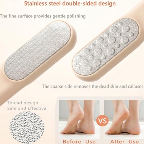 Dual-Sided Foot File-Callus Shaver with 21 Blades-Stainless Steel Foot Callus Remover & Foot Scrubber for Removing Calluses, Aged Keratin, Hard Dead Skin-Heel Scraper Pedicure Tool Kit