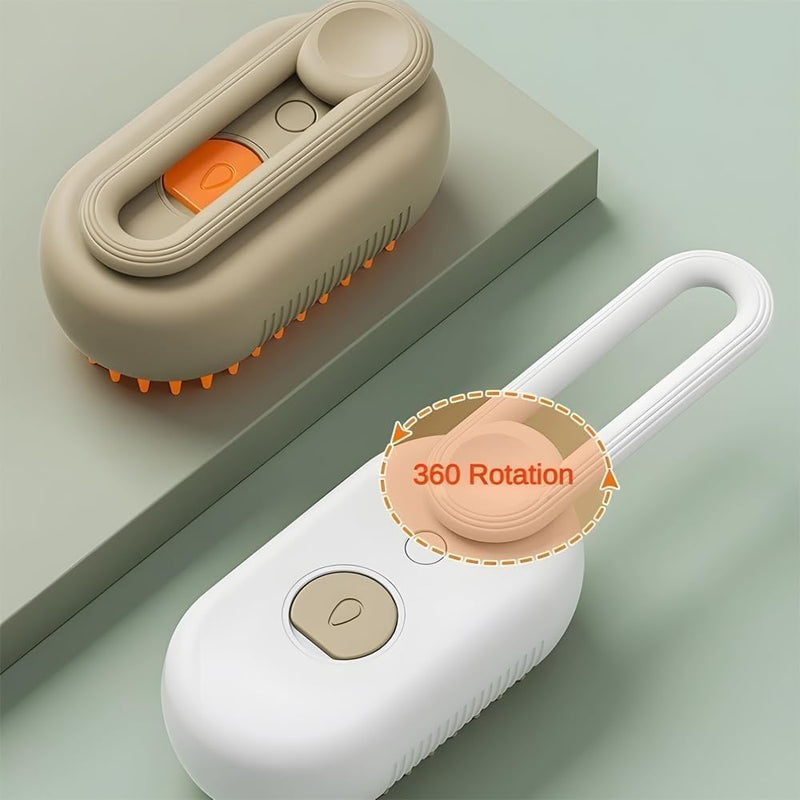 Cloud Care Cat Brush, 2024 Best Cat Steam Brush, Pet Steam Cat Brush, 3-in-1 Self-Cleaning Cat Brush with 360° Rotating Arm, Detachable Silicone Bristle Brush(khaki) khaki - BeesActive Australia