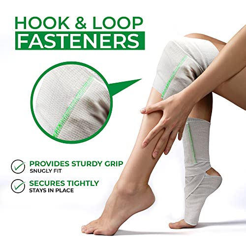 D&H Medical Elastic Bandage Wrap-4 Pack Premium Elastic Bandages with Closure | 2 Rolls of Each Size(4 Inch x 4.6 Meter & 6 Inch x 4.6 Meter),Compression Bandage for Wrist, Calf, Ankle, Foot