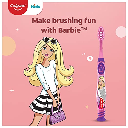 Colgate Kids Cavity Protection Toothpaste for 6-9 Years, 80g, Natural Strawberry Mint Flavour, 0% Artificial, with Colgate Barbie Extra Soft bristles Toothbrush (5+ Years)(2.8 Ounce)