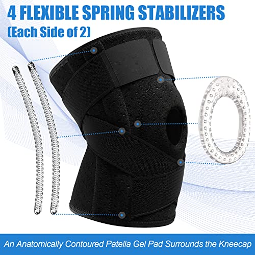 NEENCA Professional Knee Brace, Medical Knee Support for Women & Men Relief Black Large