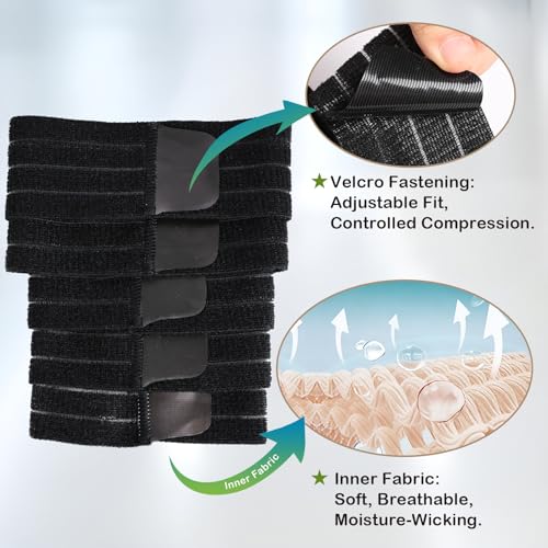 1PC Thigh Compression Wrap + Compression Knee Kit | Relieves Swelling, Edema, Lipedema | Breathable | Anti-Slip | All-Day Comfort, Black(L) Large