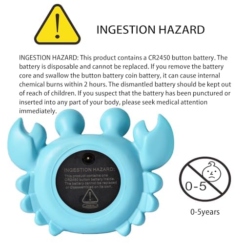 Baby Bath Thermometer Crab Toy - Digital Floating Water Thermometer with LED Display & Color Alerts for Infants, Cute Bath Tub Sensor & Safe Bath Time Essential Toy blue