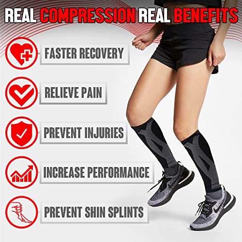 BLITZU 3 Pairs Calf Compression Sleeves for Women and Men Size S-M, One Black, Pink, Purple Calf Sleeve, Leg Compression Sleeve for Calf Pain and Shin Splints. Footless Compression Socks.