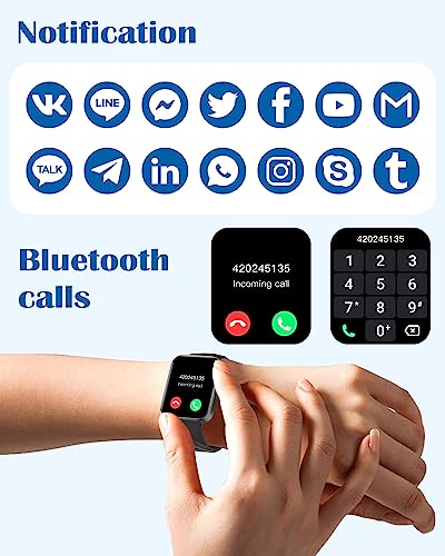 RUIMEN Smart Watches for Men Women, Bluetooth Calls, Fitness Tracker Black