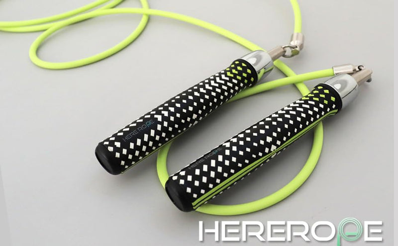 HEREROPE 1/4LB Weighted Jump Rope for Speed, Cardio, Boxing & Workout, Skipping Rope with Ball-bearing, Comfortable & Ergonomic Grip, Tangle Free Cable, Jump Ropes for Men Women Fitness Lemon L - 9'0"(User Height 5'7.5" - 6'0")