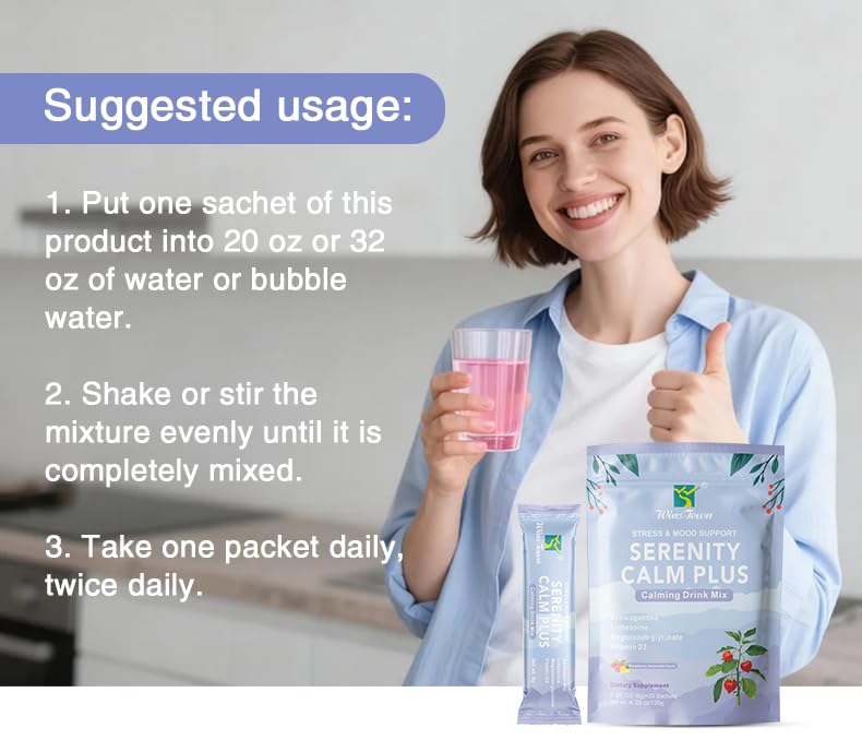 Calm Stress Support Drink Mix Powder, Raspberry Lemonade, 20 Sticks | Magnesium Glycinate, L-Theanine & Ashwagandha with Vitamin D3 for daily calm and relaxation support