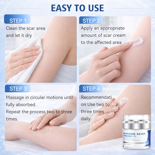 Scar Cream - Advanced Silicone Scar Gel, Professional Scar Removal Cream for Surgical Scars, C-Section, Stretch Marks, Acne, Injury, Burns, Keloids, Old and New Scars (1.76 fl oz)