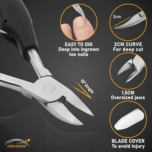 Toenail Clippers for Seniors Thick Toenails- Heavy Duty Podiatrist Ingrown Toe Nail Cutter for Men, Professional & Adults - Easy Grip Handle Stainless Steel (Extra Large, 10, Count) Pack 2