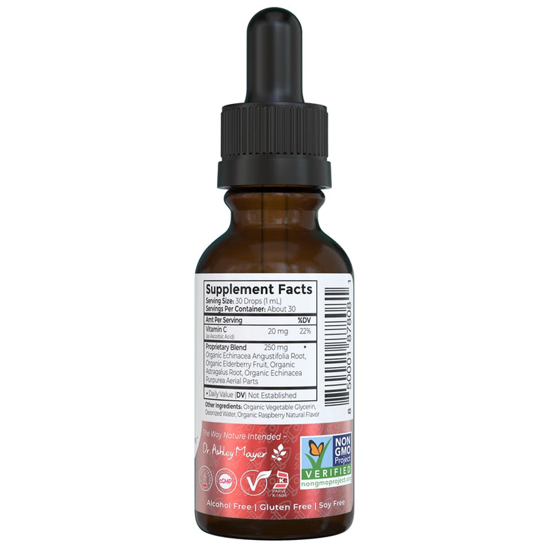 Immunity Boost Kids — Echinacea Elderberry Astragalus & VIT C | Child & Baby Immune Support Drops — Liquid Drops with Vitamin C — Natural Raspberry Flavor — 30 Servings, Organic, 1 Fl Oz 1.0 Fluid Ounces