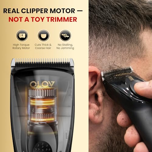 Hair Clippers for Men, Cordless Hair Clipper Kit, Adjustable 4 Length Setting, 2-Speed Settings, Replaceable Ceramic Blade Heads, Rechargeable Hair Clippers for Family (Black) Black