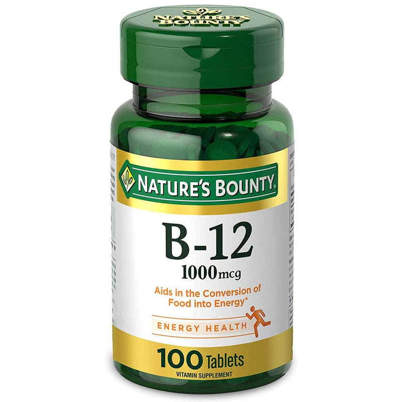Nature's Bounty Natural Vitamin B12, 1000mcg, 100 Tablets (Pack of 2) 100 Count (Pack of 2)
