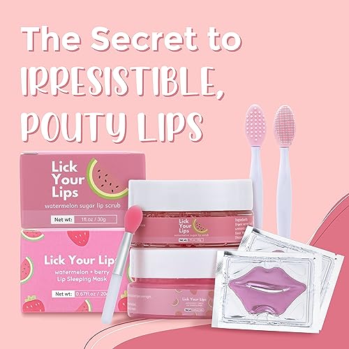6-in-1 Lip Care Kit With Lip Sleeping Mask, Silicone Brush, Sugar Lip Scrub, Lip Mask Sheet to Reveal Luscious, Lip Exfoliator Scrub to Soft Lips – Korean Lip Therapy Set for a Fuller 6-in-1 Lip Care Kit