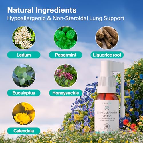 Lung Support Spray for Clear Breathing – Herbal Respiratory Spray with Eucalyptus, Peppermint & Licorice Root – Soothing Throat & Airway Support – Non-Steroidal, Gentle Formula – 1 Fl Oz (Pack of 1)