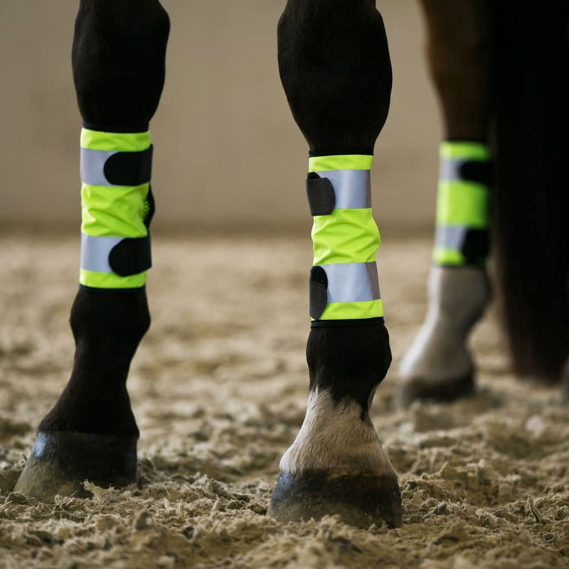 Horze Reflective Leg Wraps for Horse-Pair - Yellow - One Size - BeesActive Australia
