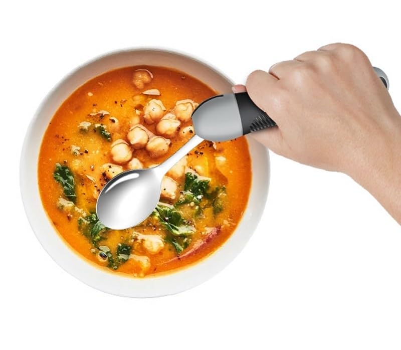 Weighted Utensils for Tremors & Parkinson's, Adaptive Eating Aids (Black) Black