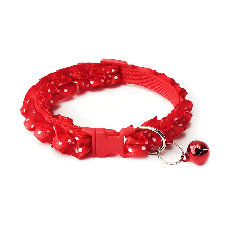 Red Dog Collar Xs, Kitten Bell Collar Girl Puppy Collar Lace Adjustable for XXS Xs Small Pet Dogs Cats Animal Litter Tiny Female, XSmall Red Neck 7.5-12.6" - BeesActive Australia