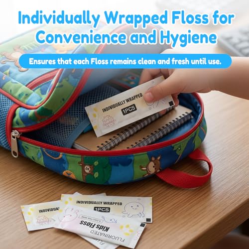 Individually Wrapped Floss for Kids 3 Colors Bulk Kids Flossers Baby Floss Toddler Flossers Cute Animal Shapes Helps Prevent Tooth Decay & Gum Diseas for Family Travel Picnics (1000) 1000