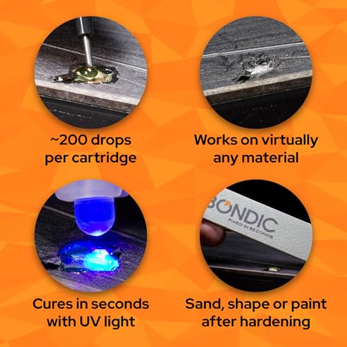Bondic LED UV Liquid Plastic Welder Refill Cartridges, Cures Quickly, Adhesive Repair for Home, Garage, Outdoors, etc. - 5 Refill Tubes