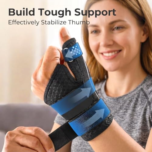 bluetears Thumb Brace Support, Breathable Thumb Spica Splint Stabilizer L/XL（Fit both Hand)