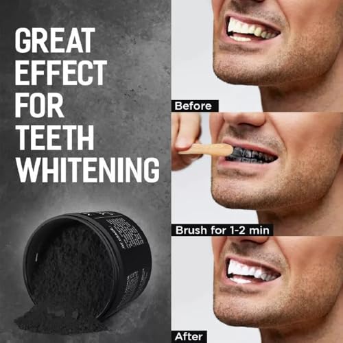 Mancode Teeth Whitening Powder, Coconut Shell, 50g Total,2 Pack