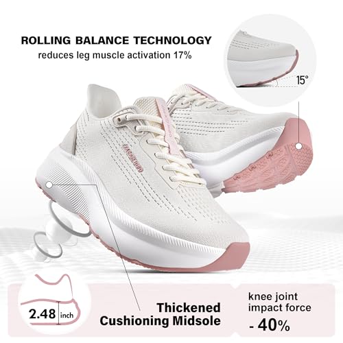 JACKSHIBO Wide Toe Box Shoes Women Orthopedic Plantar Fasciitis Sneakers 9 Wide Toe Box Almond