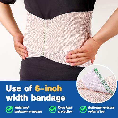 AZEN Premium 8 Pack Elastic Bandage Wrap (2x2", 2x3", 2x4", 2x6"), Compression Wrap Bandage for Legs, Ankle, Knee, Tummy, Body, Latex-Free, Lymphedema Wraps for Legs Mix 8p (2+3+4+6) 2 Inch, 3 Inch, 4 Inch, 6 Inch