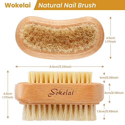 Nail Brush for Cleaning Fingernails, 2 Pieces Wooden Fingernail Toenail Scrub Brushes with Natural Boar and Sisal Bristle, Two-Sided Hand Foot Nail Scrubber Manicure Pedicure Supply Men Women Girls Natural Wood Color