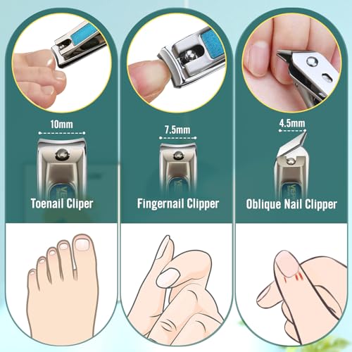 Nail Clippers for Men, Vepkuso Toenail Clippers for Thick Nails and Ultra Sharp Fingernail Clippers for Women, 4 in 1 Nail Clippers Cutter for Seinors, Gift Ideas 3 in 1 Nail Clipper Set