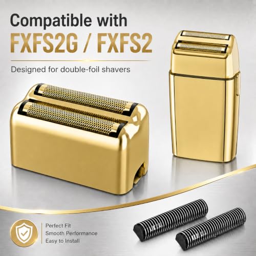 Replacement Heads Foil & Cutters Compatible with BaBylissPRO FXFS2 Shaver 2 gold
