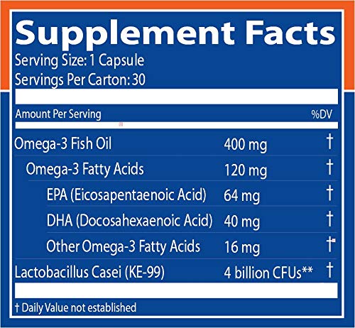 Restora Probiotic Supplement -Immunity Booster-Patented probiotic w|Omega 3, Gut Health Stabilizer Increases Resistance to Infectious Diseases -Calms Inflammation
