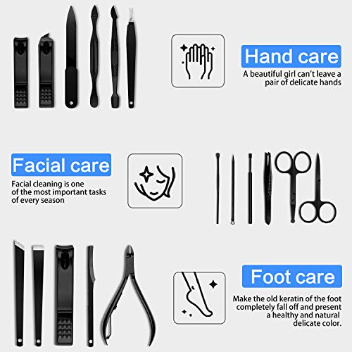 Manicure Pedicure Kit Nail Clippers Set 18 in 1 High Precision Stainless Steel Cutter File Sharp Scissors for Men & Women Fingernails & Toenails Vibrissac Scissors with Stylish Case (Yellow_18in1) Yellow_18in1
