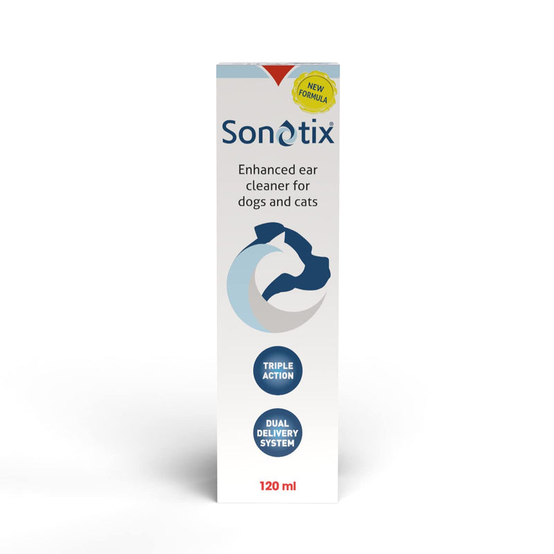 Sonotix New Triple Action Ear Cleaner for Dogs and Cats | Moisturises, Rebalances & Cleans Ears | 120ml bottle