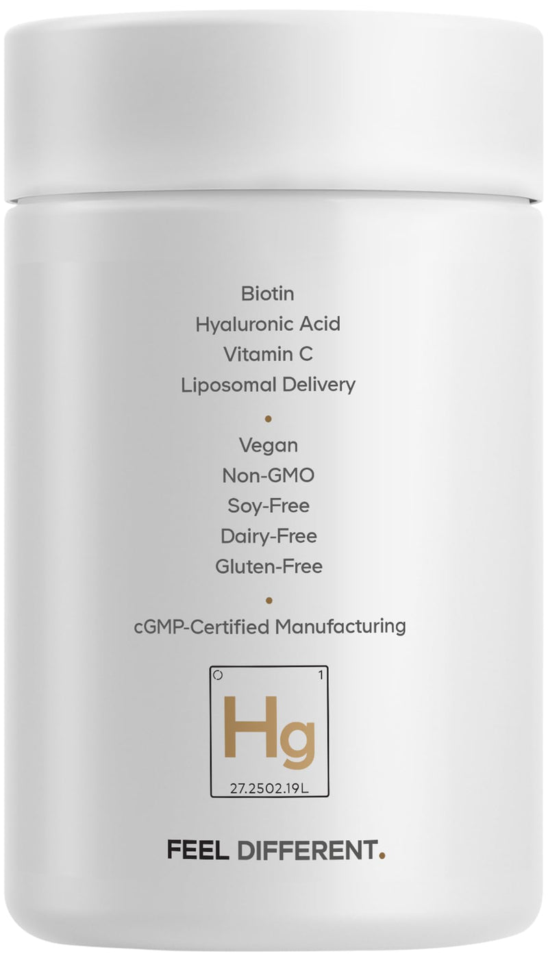 Codeage Hair Growth Skin Vitamins, Lustriva, SOD B, Biotin, 30 Capsules | Hair and skin supplement with Lustriva, SOD B Dimpless, biotin, vitamin C, hyaluronic acid, MSM and bamboo.