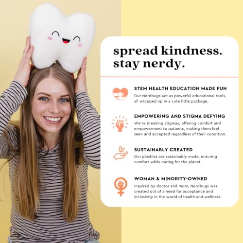 Nerdbugs Tooth Plush - The Molar The Merrier! - Dentist & Oral Surgeon Gift / Tooth Fair Pillow