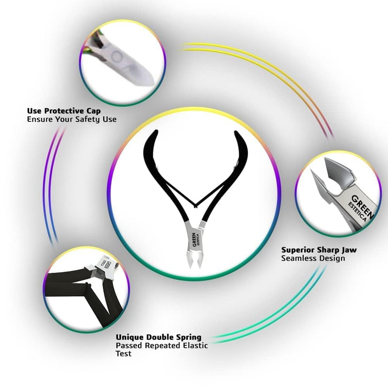Professional Cuticle Trimmer Nail Cuticle Cutter Stainless Steel Cuticle Nippers with Sharp Blades of Cuticle Remover Clippers Manicure Tools Double Spring - Pedicure Nail Tools (Black - 4 Pack) Black Nipper - Pack of 4 - BeesActive Australia