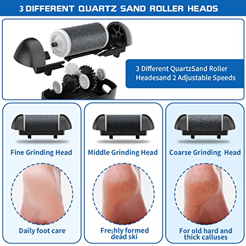 Electric Foot Callus Remover, Rechargeable Foot Scrubber File Pedicure Kits Black