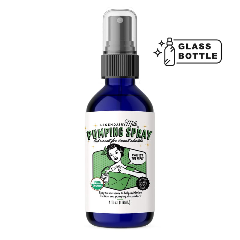 Legendairy Milk Pumping Spray 4 oz., Helps Sore Nipples & Clogged Ducts, Organic Lubricant for Breast Shields and Flanges, Vegan Breast Pump Spray, Natural & Lanolin-Free, Made in USA - BeesActive Australia