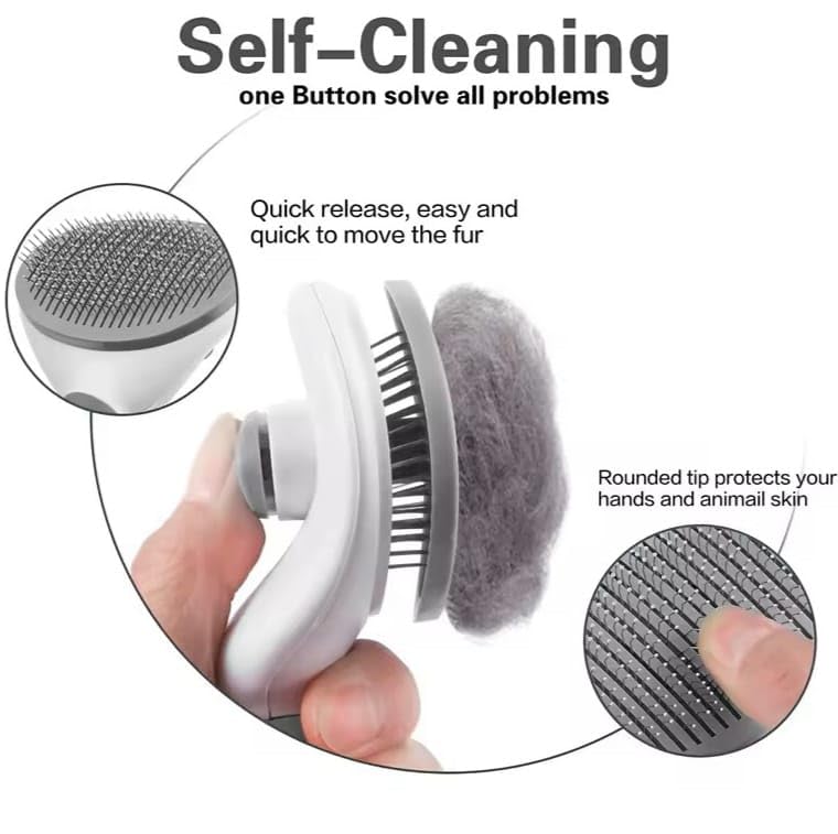 Brush Cat and Dog for shedding Gromming Cat brushes for indoor Cats Dog slickers cat fur brush cat comb with Release Button Dog Gromming Brush pet brush for semi short to semi long,, 7.84 - BeesActive Australia