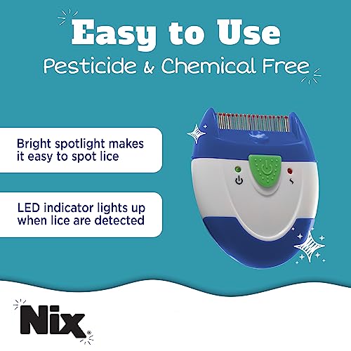 Nix Lice Removal Kit with Hair Solution, Comb & Home Spray + Electronic Lice Comb with LED Detection Light