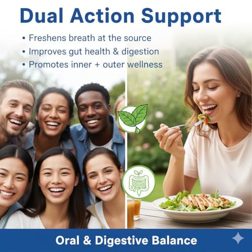 B. Fresh Breath Freshener Oral Probiotics for Bad Breath – Dental Probiotic Supplement for Gum Health & Oral Microbiome Balance – with Lactobacillus for Complete Oral Care – 120 Capsules