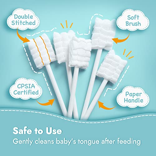 Papablic Baby Oral Care Bundle: Blue Sonic Toothbrush for Teeth (0-3Y) + 40 Disposable Tongue & Gum Cleaners (0-2Y)